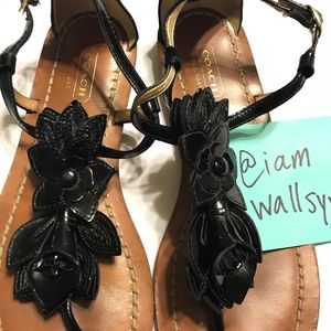 COACH Sandals Sz 7.5 with Patent Leather Detailing